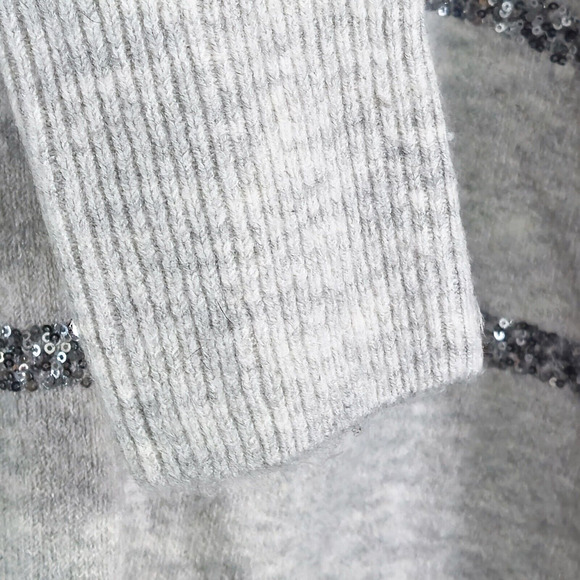 CeCe Sparkle Stripe Sweater Light Gray Sparkle Knit Size S Cozy - Picture 5 of 8